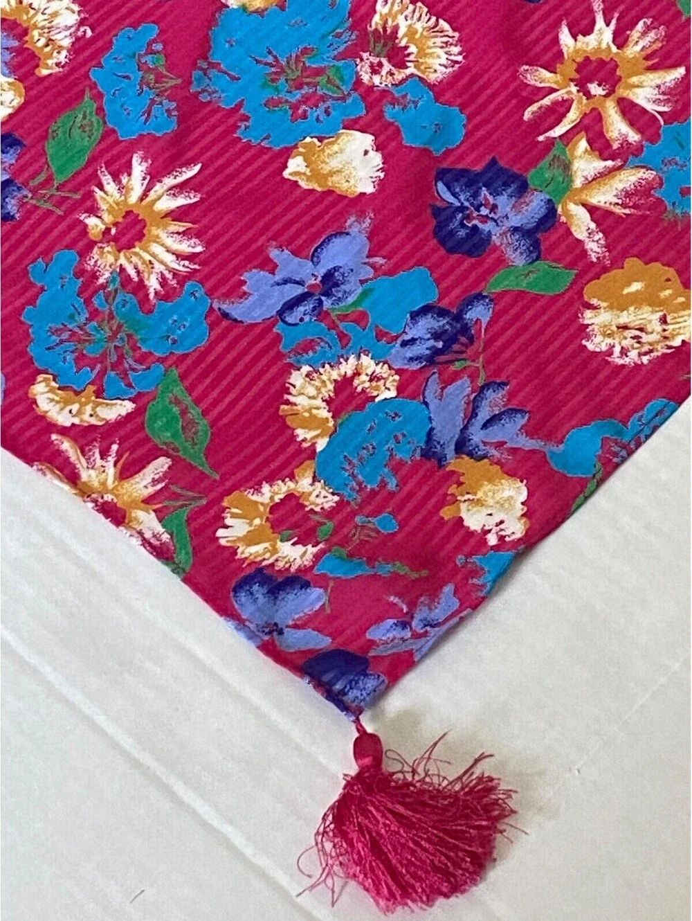 Beautiful Diane Freis Floral Silk Scarf Tasseled Square